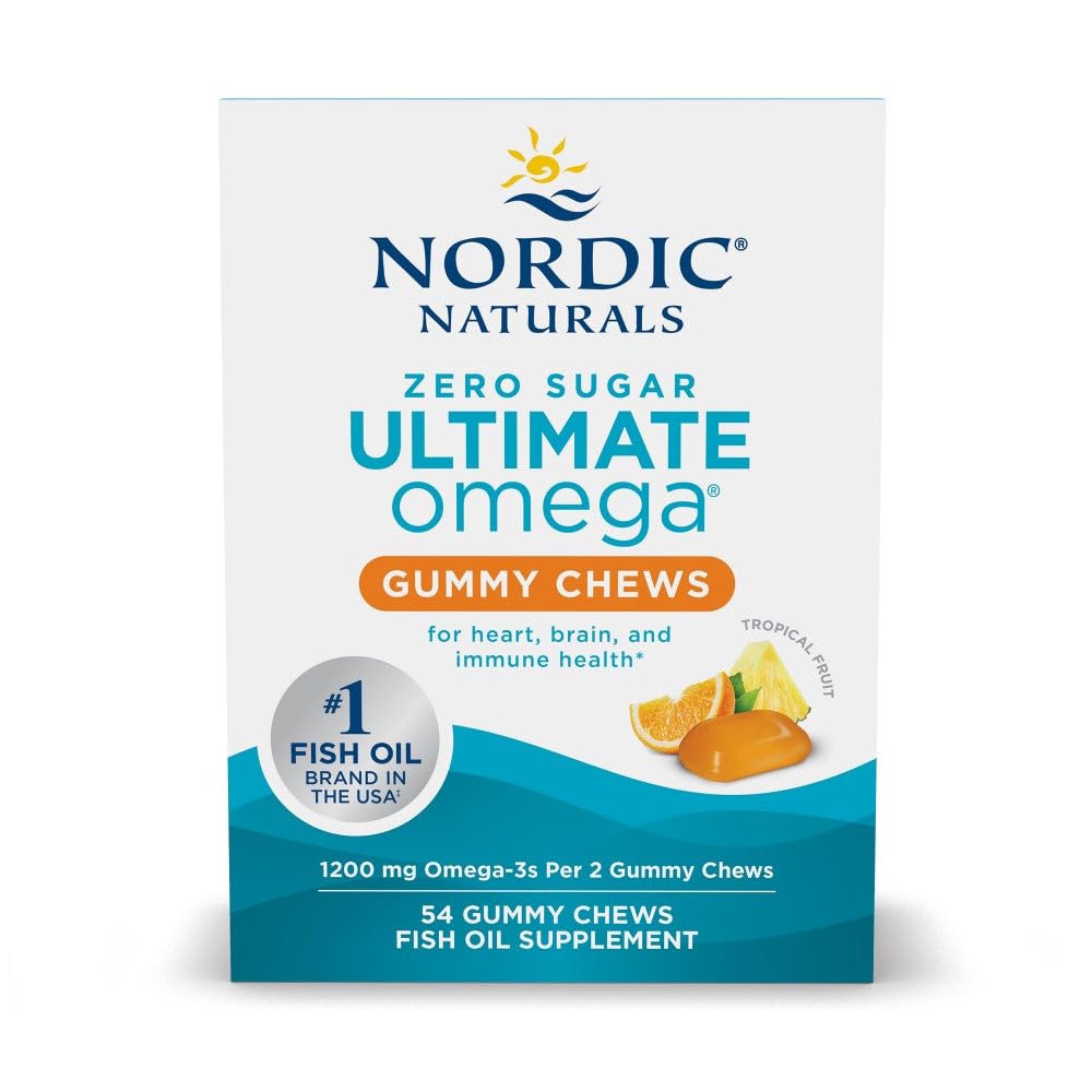 Nordic Naturals Zero Sugar Ultimate Omega Gummy Chews - Tropical Fruit - 54 Gummy Chews - Non GMO - Optimal Wellness - 27 Servings Nordic Naturals uk supplements