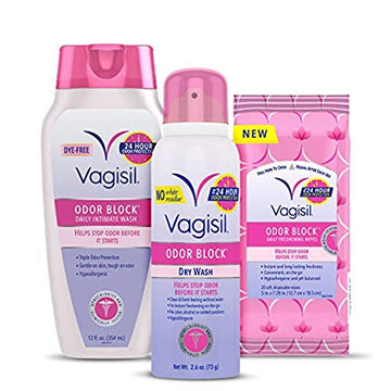 Vagisil Odor Block Multipack for Women, Daily Intimate wash, 20 Feminine Wipes, and Dry Wash Vagisil uk supplements