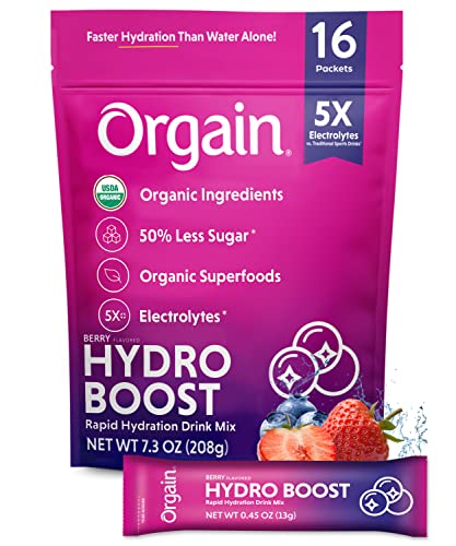 Orgain Organic Hydration Packets, Electrolytes Powder - Berry Hydro Boost Orgain uk supplements
