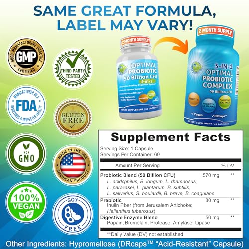 Probiotics with Digestive Enzymes and Prebiotic for Women and Men - 3-In-1 Vegan Probiotic SUPPLEMENTS STUDIO uk supplements