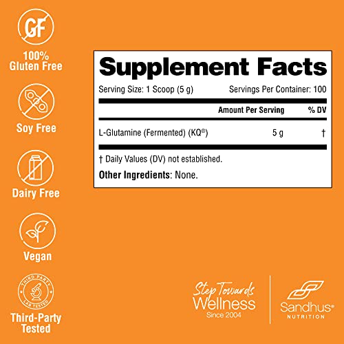 Sandhu's L-Glutamine - 100 Servings -Made in USA -500 Gram- Non-GMO- Amino Sandhu's uk supplements