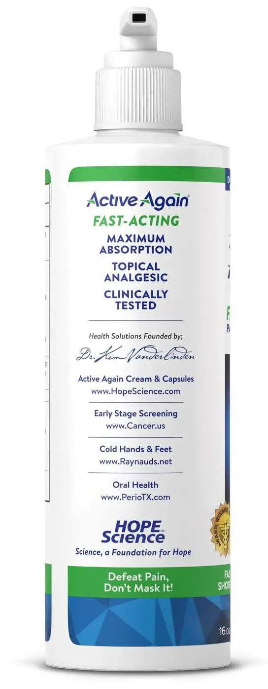 ACTIVE AGAIN Hope Science Cream, 16oz | for Joint Health, Pain Relief, and Mobility, Muscle, Back, Knee, Shoulder | Fast Acting | Made in USA ACTIVE AGAIN uk supplements