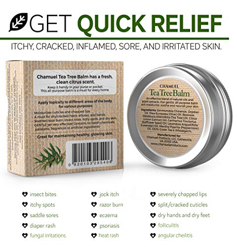 TEA TREE OIL BALM -100% All Natural | Great Cream for Soothing Irritations like Eczema Chamuel uk supplements