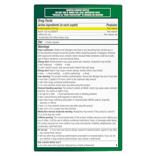 Excedrin Migraine Relief Caplets to Alleviate Migraine Symptoms - 200 Count Excedrin uk supplements
