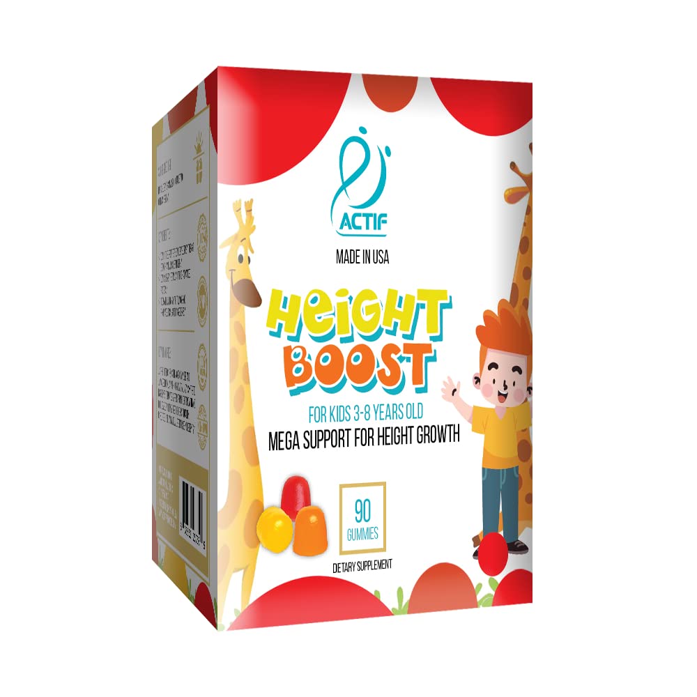 Actif Height Boost Mega Support for Kids 3-8 Years Old, Height Growth with 10+ Factors, 60 Gummies, Strawberry Flavor, Get Tall Fast Formula ACTIF uk supplements