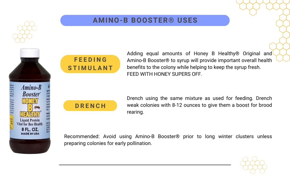 Amino-B Booster 8 oz. Bottle, Liquid Protein Vital for Bee Health Honey B Healthy uk supplements