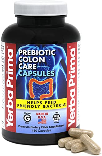 Yerba Prima Prebiotics Colon Care Fiber Caps, 180 Capsules - Five Forms of Fiber Plus FOS Yerba Prima uk supplements