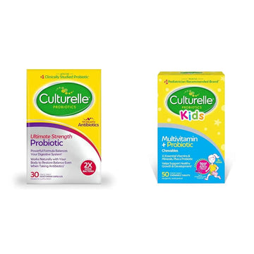 Culturelle Ultimate Strength 20 Billion CFU Probiotic Plus Kids Complete Multivitamin with 11 Vitamins and Minerals Chewables, 50 Count Culturelle uk supplements