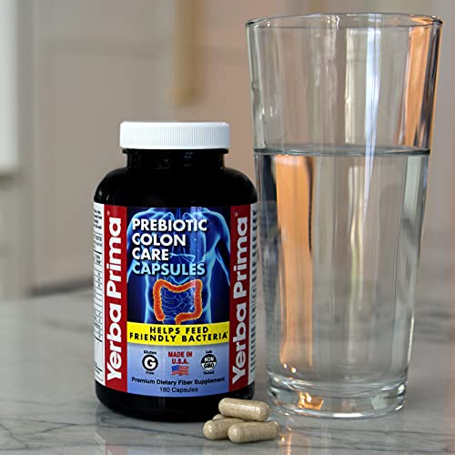 Yerba Prima Prebiotics Colon Care Fiber Caps, 180 Capsules - Five Forms of Fiber Plus FOS Yerba Prima uk supplements