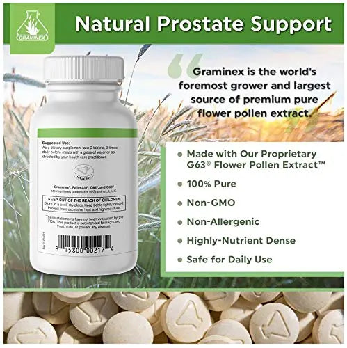 Graminex PollenAid Prostate Supplement: All Natural Prostate Support for Bladder Control & Urinary Tract Health, Rye Pollen Extract Made in USA, 200 Tablets Graminex uk supplements