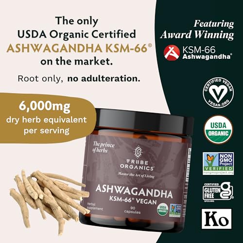 TRIBE ORGANICS Vegan Ashwagandha KSM 66 Pure Organic Root Powder Extract Ayurvedi TRIBE ORGANICS uk supplements