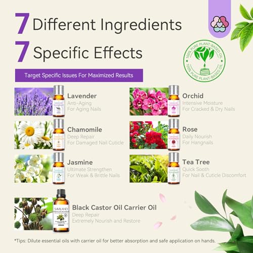 SAVILAND Essential Oils for Cuticle Nails: 100% Pure Natural Essential Oil Tea Tree Lavender Jasmine SAVILAND uk supplements