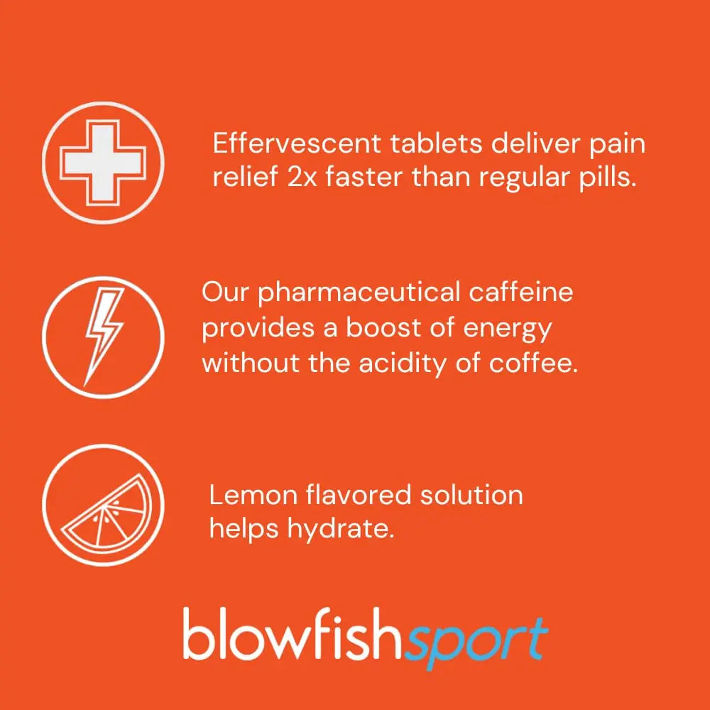 Blowfish Sport | 4 Pack | Pain Relief for Athletes | Eases Sore Muscles | Boosts Energy | Effervescent Formula Works Fast | Perfect for Morning Workouts Blowfish uk supplements
