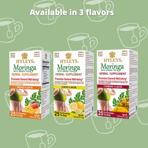 Hyleys Tea Moringa Oleifera with Mango Flavor - 50 Tea Bags (6 Pack - 300 Tea Bags total) (Miracle Tree Tea) HYLEYS uk supplements
