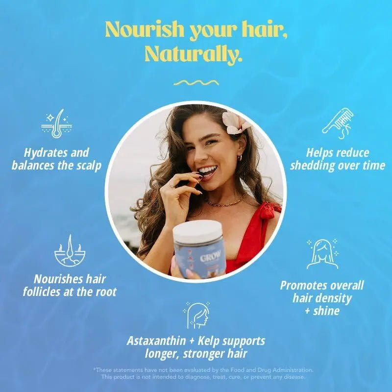 Akasha Superfoods Grow Hair & Beauty Gummies, Supplement with Zinc, Vitamin E, Astaxanthin, Kelp, & Pumpkin Seed, Plant Based Gummies for Women & Men Akasha Superfoods uk supplements
