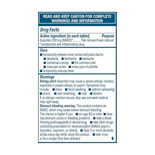 Advil Pain Reliever and Fever Reducer, Ibuprofen 200mg for Pain Relief - 50 Coated Tablets Advil uk supplements
