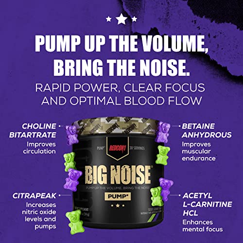 REDCON1 Big Noise Non Stim Preworkout, Sour Gummy Gear - Betaine Anhydrous & Acetyl L REDCON1 uk supplements