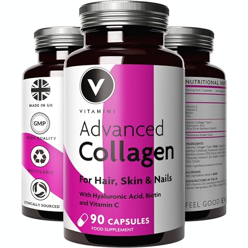 Premium Collagen Supplements for Women - High Strength Marine Collagen with Hyaluronic Acid, Biotin, Vitamin C & E V Vitamini uk supplements