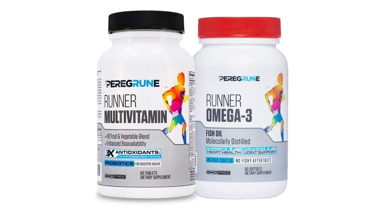 PEREGRUNE Runner Multivitamin & Omega 3 Bundle (1 Month Supply) | Antioxidants for Health & Recovery | Vitamin B Complex for Endurance, Energy, VO2 Max | Joints & Heart: 1,000mg Fish Oil PEREGRUNE uk supplements