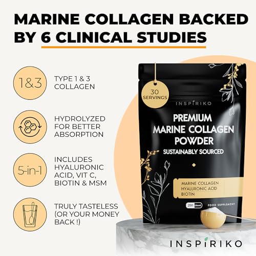 Marine Collagen Powder for Women - Marine Collagen with Hyaluronic Acid, Vitamin C Inspiriko uk supplements