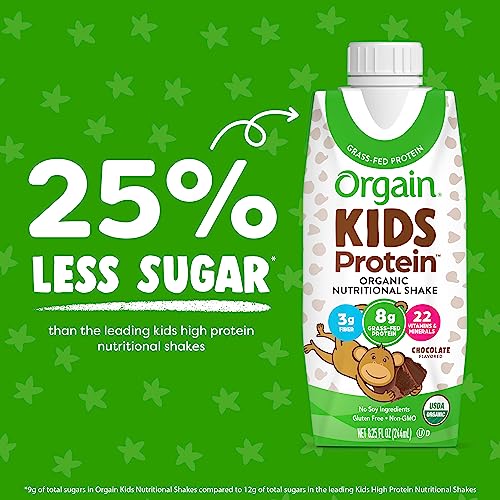 Orgain Organic Kids Nutritional Protein Shake, Chocolate - Kids Snacks with 8g Dairy Orgain uk supplements