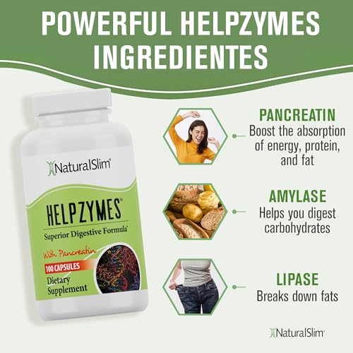 NaturalSlim Helpzymes Digestive Enzymes for Digestion, Bloating, Gas Reli NaturalSlim uk supplements