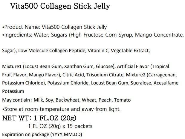 KWANGDONG Vita500 Mango Collagen Peptides Stick Jelly, with Vitamin C, to Support Skin KWANGDONG uk supplements