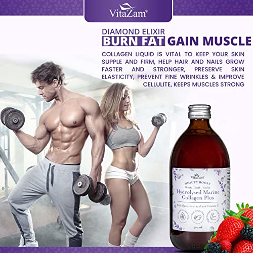 Diamond Elixir Marine Liquid Collagen Type 1 & 3 Hydrolysed Collagen Peptides 10000mg VitaZam uk supplements