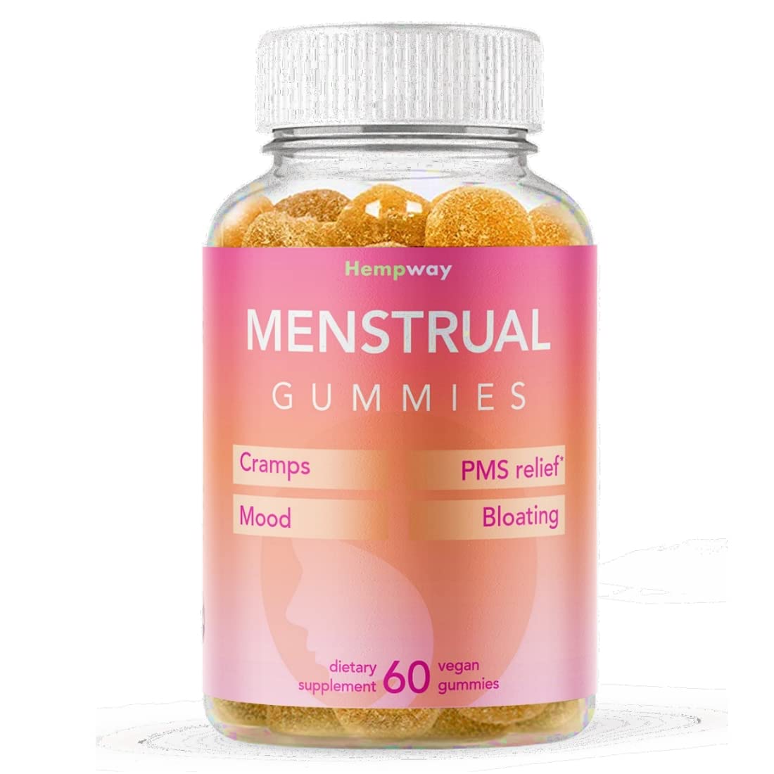 HEMPWAY Menstrual Gummies for Women May Help Support Bloating, Period Relief | Plant-Based | Cramp Bark, Magnesium, Chaste Berry | Vegan | Orange 60ct HEMPWAY uk supplements