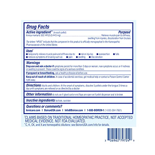 Boiron Arnica Montana 30C Homeopathic Medicine for Relief from Muscle Pain, Muscle Stiffness, Swelling Boiron uk supplements