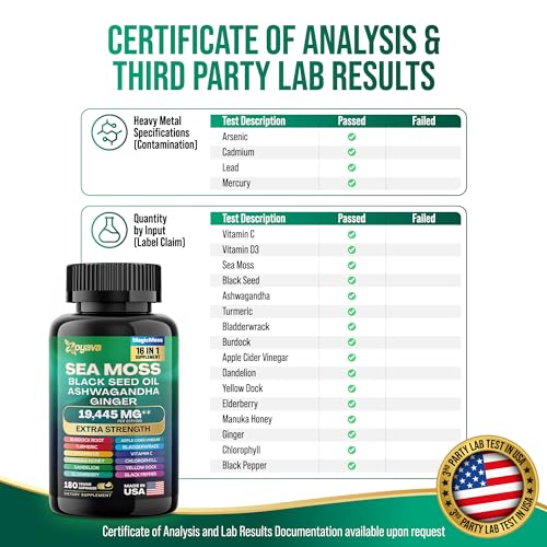 Sea Moss 7000mg Black Seed Oil 4000mg Ashwagandha 2000mg Turmeric 2000mg Zoyava uk supplements