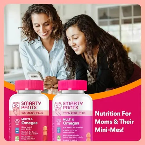 SmartyPants Mother & Daughter Daily Nutrition Bundle: Women’s + Teen Girl Multivitamin Gummies with Omega-3, Biotin, Vitamins D3, B12, A SmartyPants uk supplements