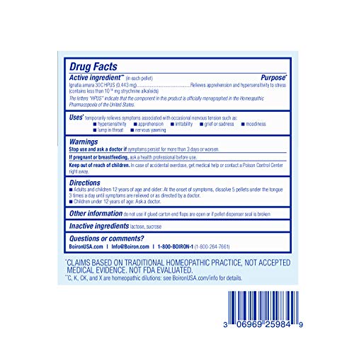 Boiron Ignatia Amara 30C Homeopathic Medicine for Relief from Emotional Stress, Hypersensitivity Boiron uk supplements