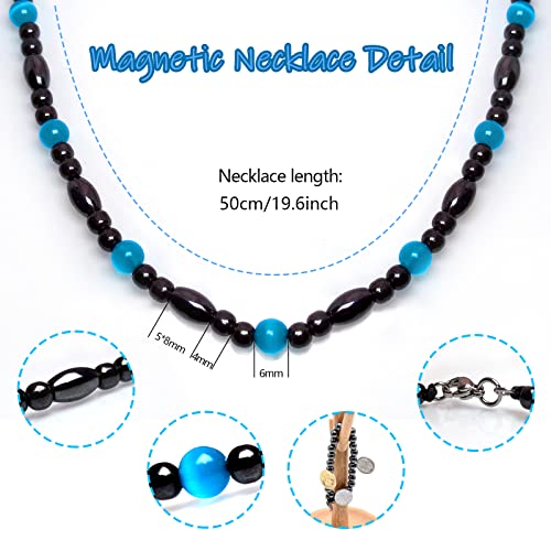 Magnetic Therapy Necklace Hematite Necklace Black Obsidian Aquamarine Magnetic Necklace Hion uk supplements
