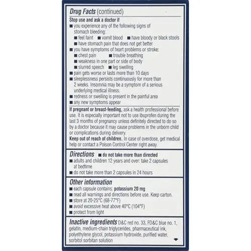 Advil PM Liqui-Gels Pain Reliever and Nighttime Sleep Aid, Pain Medicine with Ibuprofen for Pain Relief and Diphenhydramine HCL for a Sleep Aid - 40 Liquid Filled Capsules - Back to College Advil uk supplements