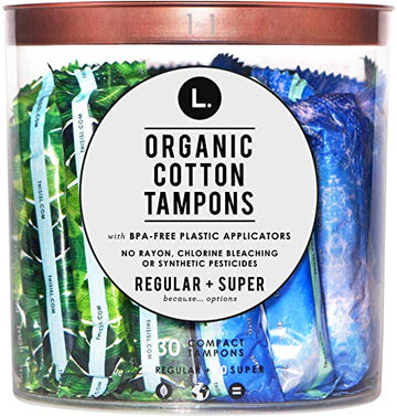 L. Organic Cotton Regular and Super Absorbency Compact Tampons Multipack 30 Count L. uk supplements