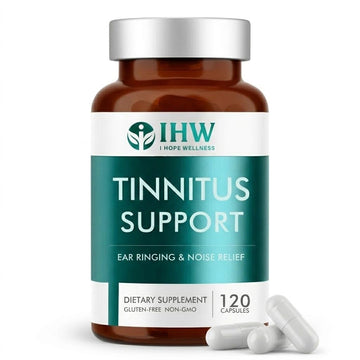 IHW Tinnitus Relief for Ringing Ears, 1200mg Tinnitus Relief Supplement, 120 Capsules, with Vitamin B Complex & C, Reduces Ringing in Ears, Promotes Hearing Wellness & Comfort IHW uk supplements