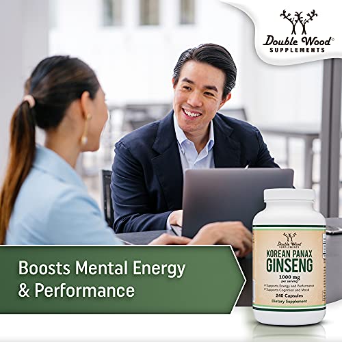 Ginseng Capsules (Korean Red Ginseng Extract, Panax Ginseng 10% Ginsenosides) Double Wood Supplements uk supplements