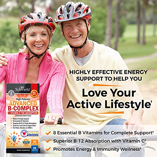 Vitamin B Complex with Vitamin C for Maximum Absorption - Methylcobalamin b12 BioSchwartz uk supplements