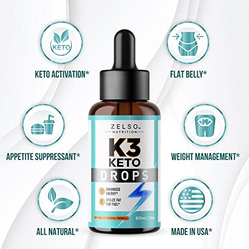 (3 Pack) K3 Keto Drops for Weight Loss - Fat Burner & Metabolism Booster | Advanced Keto ZELSO uk supplements
