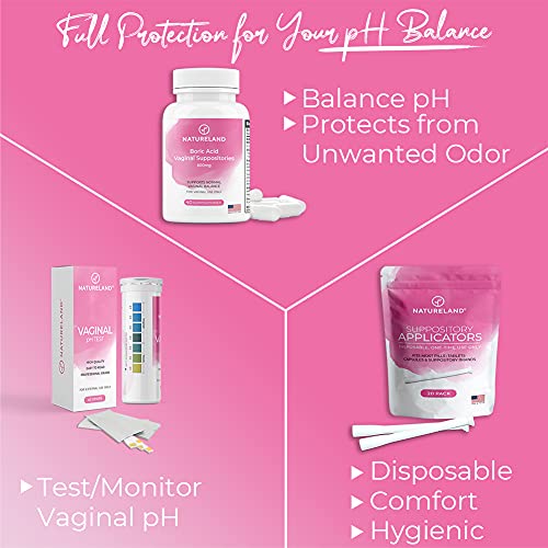 Natureland 40 Count, 600mg Boric Acid Vaginal Suppositories, Made in USA, Restore pH Balance Natureland uk supplements