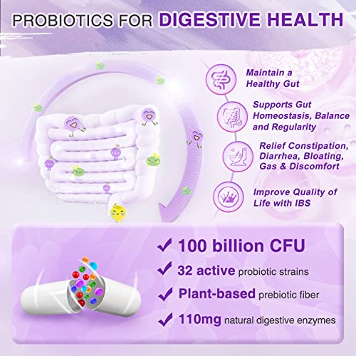 Probiotics for Women Digestive Health with Enzymes & Prebiotics 100 Billion | Vaginal Probiotics ZEBORA uk supplements