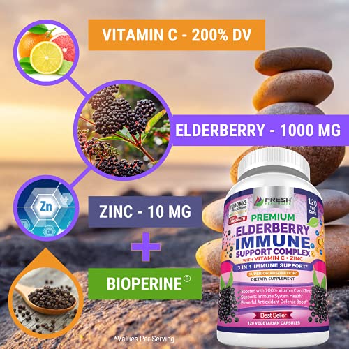 FRESH HEALTHCARE Elderberry Capsules - High Potency Black Elderberry with Zinc FRESH HEALTHCARE uk supplements