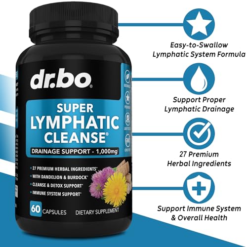 Lymphatic Support Herbal Supplement with Echinacea & Ginger - For Lymph Drainage & Detox DR. BO uk supplements