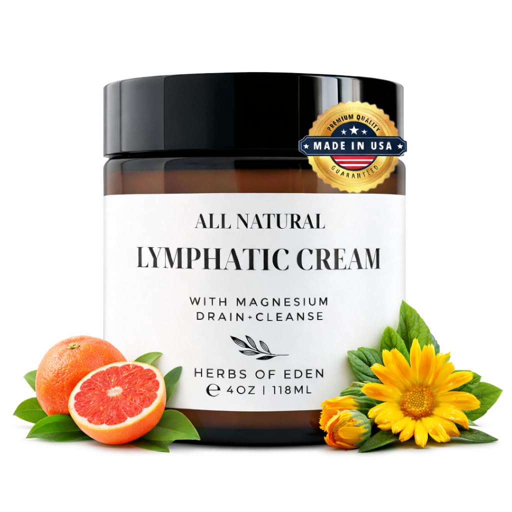 Organic Lymphatic Massage Cream with Magnesium – Natural Topical Cream | Stimulate Lymph Fluid | Family Owned, Made in USA Herbs of Eden uk supplements