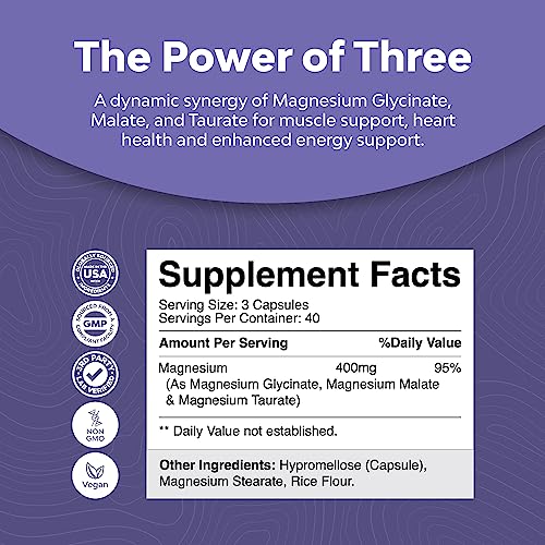 Triple Magnesium Complex Supplement 400mg Elemental - High Absorption Magnesium Natures Craft uk supplements