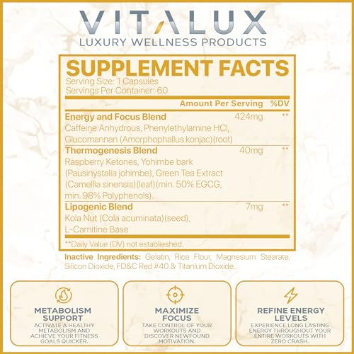 VITALUX || Premium Thermogenic Energy Burn || Metabolism Support, Boost Energy Levels EPN Supplements uk supplements