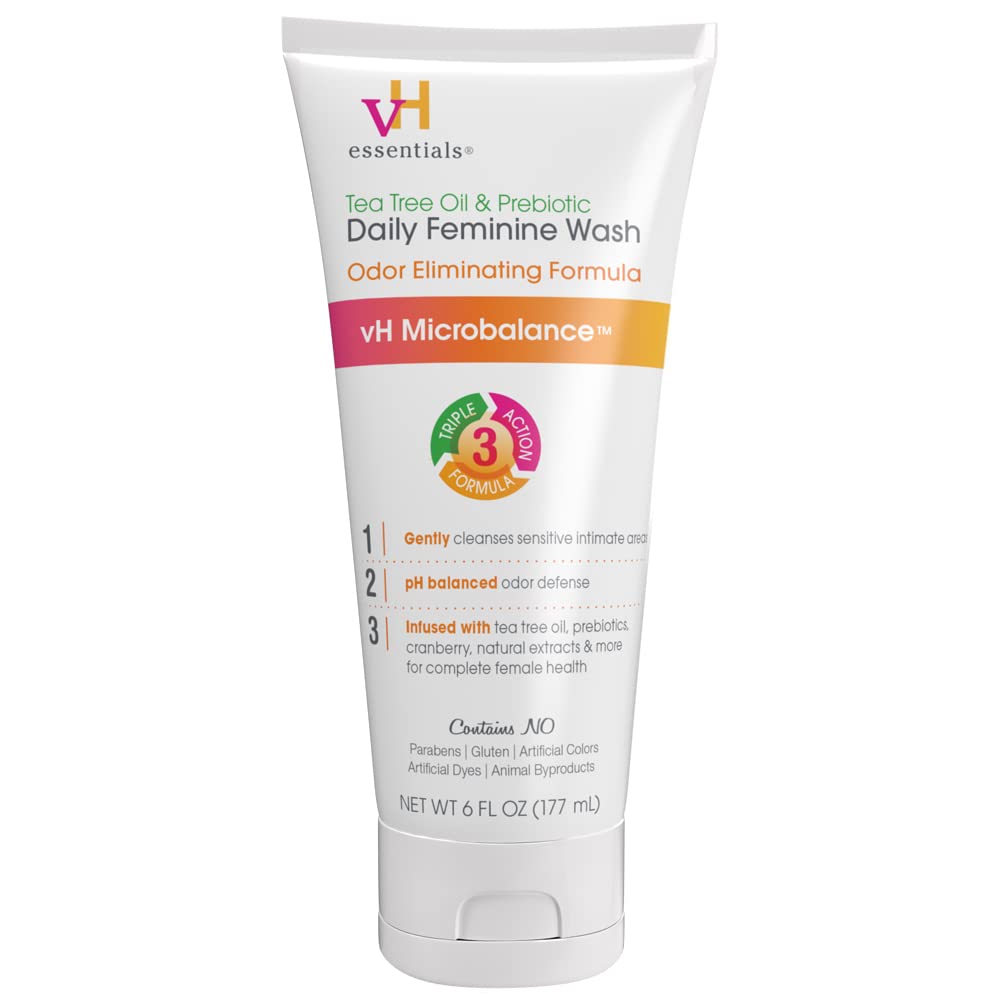 vH essentials, Ph Balanced Daily Feminine Wash, Tea Tree Oil & Prebiotic vH essentials uk supplements