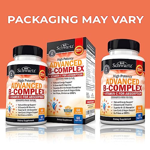 Vitamin B Complex with Vitamin C for Maximum Absorption - Methylcobalamin b12 BioSchwartz uk supplements
