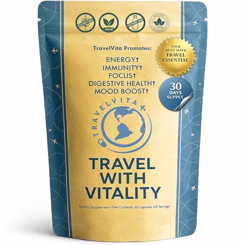 Natural Travel Pills - Traveling Supplement for Jet Lag Relief, Digestion, Immunity, Energy, Sleep, Circulation - Vacation and Long Flight Essentials for Men and Women - 30 Day Supply TravelVita uk supplements